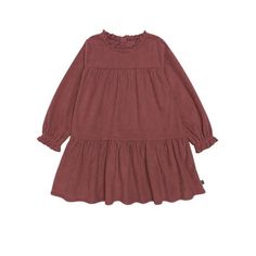 Designed to keep your little one stylish and warm, our toddler girl dress is perfect for cooler days, ensuring she stays comfortable while looking cute. The simple pull-on style makes getting dressed easy, with two rear faux wood buttons providing a secure fit. Elastic at the sleeve cuffs provides a subtle stretch, allowing for easy movement and added flexibility. The stylish tiered design and charming neck ruffle give this dress a fashionable look. Our essentials have been independently certified with STANDARD 100 by OEKO-TEX so that you dont have to worry about harmful substances in your babys wardrobe. This pack includes one toddler girl dress. Size: 4T.  Color: Pink.  Gender: female. Toddler Fall Dress, Toddler Girl Fall, Toddler Girl Dress, Dress With Ruffles, Wood Buttons, Getting Dressed, Toddler Clothes, Toddler Girl Dresses, Neck Ruffle