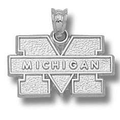 Features Description - University of Michigan BLOCK M MICHIGAN Silver Pendant SKU - UM001-ss Metal - Sterling Silver Dimensions - W= 0.63 in. H= 0.63 in. Grams - 2.4 Manufacturer - LogoArt Note - The height of the pendant is from the bottom to the top of the bale. Fan Jewelry, Sport Online, Sports Jewelry, Facebook Features, University Of Michigan, Keepsake Jewelry, Michigan Wolverines, Football Kits, Sports Fan