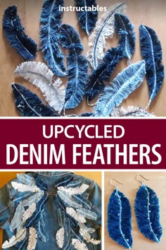 the instructions for how to make upcycled denim feathers