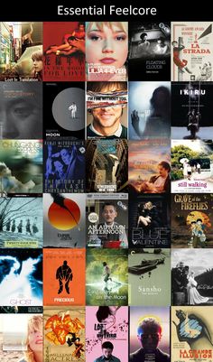 a collage of movie posters with the title's titles in different colors and sizes