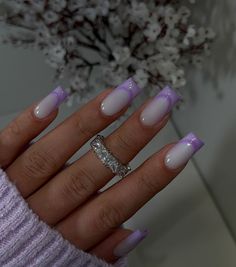 Pink Tip Nails, Purple French, Wedding Band For Women, Anniversary Wedding Band, Casual Nails, Fancy Nails, French Tip Nails, Dope Nails