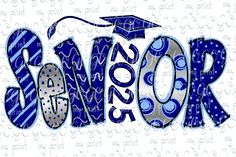 the word bonsor in blue and grey with a graduation cap on top