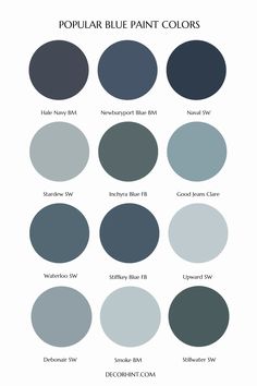 the different shades of blue paint