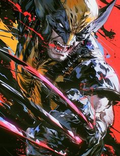 an image of wolverine in action with paint splattered on it