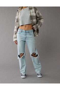 Rigid in the front. Stretchy in the back. Magic all over with innovative 50/50 construction./Comfort Stretch Waistband for an extra dose of comfy!/Light wash/Ripped Cute Summer Fits, Ripped Boyfriend Jeans, Ex Boyfriend, Ripped Jean, 50 50, Boyfriend Jeans, Straight Leg Jeans, Low Rise, Women's Jeans