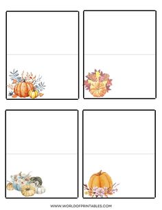 printable thanksgiving place cards with pumpkins and leaves