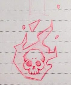 a drawing of a skull with arrows coming out of it