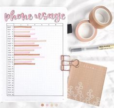 the contents of a planner and some pens on a sheet of paper with pink writing