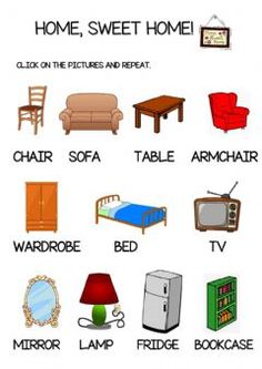 a poster with different types of furniture on it