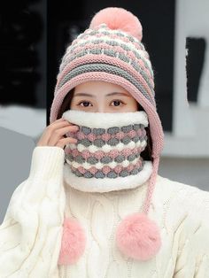 580289 Knitting Hat, Seasons Autumn, Hat Scarf, Original Fashion, Scarf Hat, Scarf Set, Pink Beige, Scarfs, Creative Gifts