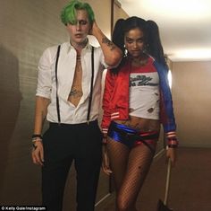 a man and woman dressed up as harley king and victoria's secret model kelly gale