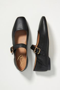 Crafted from sumptuous leather in a retro-inspired silhouette, these flats bring a polished touch to any ensemble - from prim mini skirts and dresses, to cuffed skinny jeans and wide-leg trousers. | Michaela Mary Jane Flats by Sam Edelman in Black, Women's, Size: 9, Polyester/Leather/Rubber at Anthropologie Sam Edelman Mary Jane, Skirts And Dresses, Style Fall, Mary Jane Flats, Material Girl, Fall Shoes, And Dresses, Rubber Heels, Look Chic