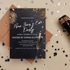 a new year's eve party with champagne and confetti