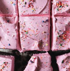 pink frosted squares with sprinkles on them