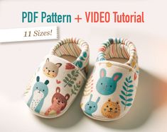 "This is an instant digital download for printing, and it comes with a VIDEO TUTORIAL to make it as easy as pie. It's the ideal DIY for beginners, so even if you have two left thumbs, you're covered! Trying to find the perfect gift? Look no further, these reversible baby and toddler shoes are the perfect gift. Sizes Included: From Newborn to 5 years old (Toddler). THIS LISTING INCLUDES: * PDF Patterns and PDF instructions (Languages: English and Spanish). * Tutorial video: Easy step by step sewing (Languages: English and Spanish). * Patterns ready to print full size on your home printer on A4 or, US Legal and US Letter. * Adjustment instructions for a perfect fit. * Example and recommended fabrics. * All patterns are computer drawn. YOU'LL NEED: - Elastic. - 2 pieces of fabric (22\" x 12\" Baby Shoes Pattern, Cadeau Baby Shower, Diy Baby Gifts, Baby Clothes Patterns, Baby Sewing Patterns, Shoe Pattern, Family Christmas Shirts, Sewing Gifts, Baby Sewing