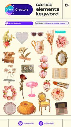 an image of a bunch of different items on a page with the title canva elements keyword