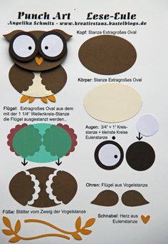 an owl cut out with different shapes and sizes