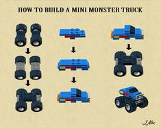 how to build a mini monster truck with legos and other things that are in it