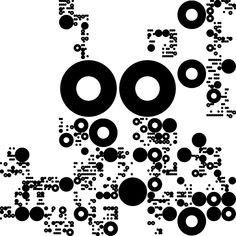 an abstract black and white image with circles in the middle, on a white background