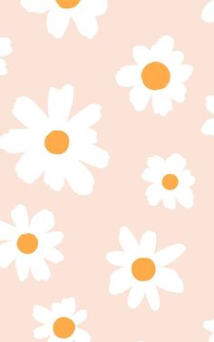 an orange and white flower pattern on a pink background