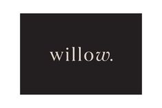 the word willow is written in white on a black square with an ornate font that reads willow