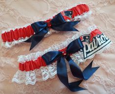 Football Wedding, England Fans, New England Patriots Football, Wedding Garter Set, Wedding Garters, Personalized Ribbon, Bridal Garter, Garter Set, Garters