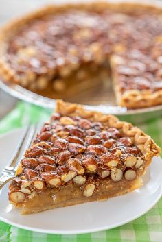 a slice of pecan pie on a plate