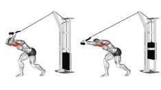 three different views of a man doing an overhead pull up on the same machine as he does