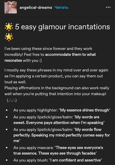 Spell For Beauty Witchcraft, Crystals For Glamour Magic, Glamour Spells Witchcraft, Glamour Spell Beauty, Glamour Witch Tips, Glamor Magic Spells, How To Enchant Makeup Witchcraft, Glamour Spell Chant, Self Care Spells