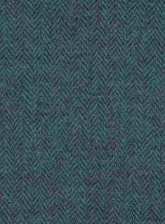 a blue and green tweed fabric textured with small herringbones on the side