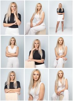 many different pictures of a woman with long blonde hair