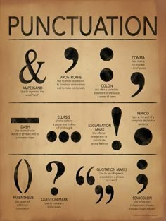 an old poster with different types of punctuation