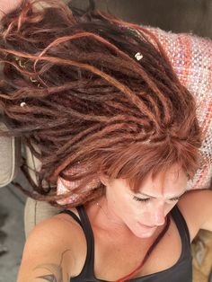 Dreads With Bangs, Dreadlock Journey, Red Dreadlocks, Buzzed Hair Women, Dread Hair, Natural Dreadlocks