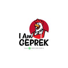 the logo for i am geprek, which has been designed to look like a chicken