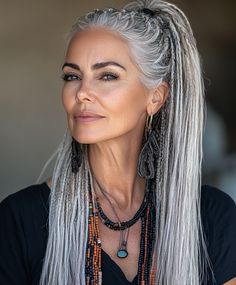 Top 51 Long Hairstyles For Women Over 60: Stylish And Youthful Ideas Matt Dixon, Long Hair Older Women, Grey Hair Journey, Long Braided Hairstyles, Pepper Hair, Long Hairstyles For Women, Long Hair Highlights, Grey Hair Transformation, Balayage Blond