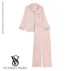 New! Victoria's Secret Satin Long Pajama Set Color: Pink Iconic Stripe Size: Medium Inseam: Regular 31" Now Entering Sleep Mode. Wind Down In This Satin Pant And Matching Long-Sleeve Top With A Chest Pocket, Notch Collar, And Decorative Piping. Includes Top And Bottom Easy Fit Long-Sleeve, Button-Front Top Hits Below Hips Chest Pocket With Embroidered Logo Pants With Drawstring Waist Machine Wash Composition: 100% Polyester Exclusive Of Decoration +Product Description As Shown At Victoriassecret.Com. #Melissamichel #Victoriassecret #Loungewear #Satinpajamas #Sexy #Comfy Victoria's Secret Pajama Set, Victoria Secret Pink Striped Pajamas, Vs Satin Pajamas, Vs Pajamas Set, Victoria's Secret Pyjamas, Victoria's Secret Pjs, Vs Pajama Set, Victoria's Secret Pajama, Victoria Secret Matching Set