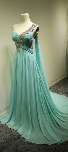 prom dress Beaded Bridesmaid Dress, One Shoulder Bridesmaid Dresses, Graduation Party Dresses, Formal Dresses For Teens, Dresses Green, Sweetheart Prom Dress, Dress Chiffon, A Line Prom Dresses, Chiffon Prom Dress