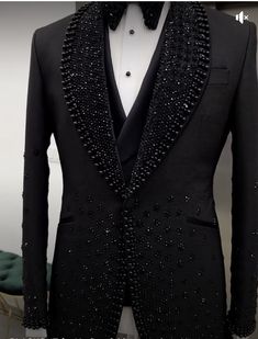 Black Prom Suits For Men, Grooms Coat Suits, Diamond Suit Men, Black And Silver Suit, Custom Tuxedos Weddings, Diamond Suit, Rhinestone Suit, Prom Suit Designs, Custom Prom Suits