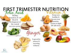 the first trimester nutrition guide for vitamins and fiber rich foods is shown here