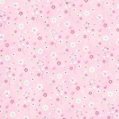 a pink background with white and green flowers