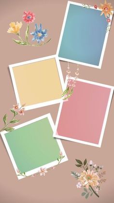 four blank photos with flowers on them