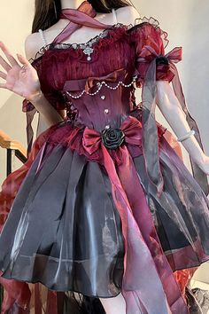 Fabric: Polyester, Lace Color: Wine Red Sleeve Length: Short Sleeves Feature: Ruffle, Hanayome Style: Gothic Clothing Type: Dress Include: Dress*1 (Any of the accessory is not included.) Size (IN) Bust Waist Length S 33.07-34.65 25.98-26.77 32.28 M 34.65-36.22 27.56-28.35 32.28 L 36.22-37.80 29.13-29.92 32.68 XL 37.80-39.37 30.71-31.50 32.68 Size (CM) Bust Waist Length S 84-88 66-68 82 M 88-92 70-72 82 L 92-96 74-76 83 XL 96-100 78-80 83 Off The Shoulder Dress Drawing, Red Gothic Dress Short, Black And Red Rose Dress, Blue And Red Clothes, Gothic Tea Party Outfit, Cute Frilly Dresses, Black And Red Dress Short, Red And Black Dress Short, Pirate Aesthetic Clothing