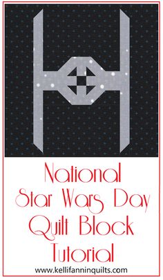 the national star wars day quilt block is shown in red, white and black colors