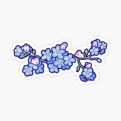 blue flowers sticker on a white background