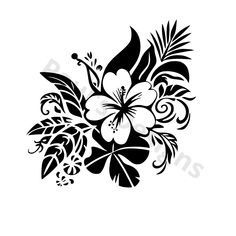 a black and white flower design on a white background