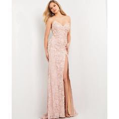 Jovani 06168 Blush Floral Appliques Evening Dress Elegant Pink Gown With Sweetheart Neckline, Feminine Gown With Sweetheart Neckline For Gala, Feminine Sweetheart Neckline Gown For Gala, Peach Dress With Fitted Bodice For Wedding, Peach Wedding Dress With Fitted Bodice, Blush Wedding Dress With Fitted Bodice, Pink Long Dress With Sweep Train, Pink Maxi Dress With Sweetheart Neckline For Gala, Peach Evening Dress With Sweetheart Neckline