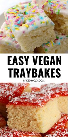 easy vegan tray bakes with frosting and sprinkles