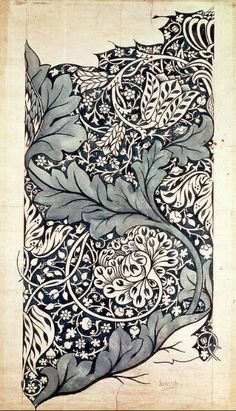 an intricately designed piece of paper with leaves and flowers on it's edges