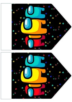 two tags with different colors and shapes on them