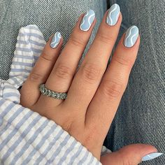 @xglitzandpolishx: “Pastel blue and swirls🤍  I love these @ellamila polishes. The white was easy to work with in the…” St Patricks Day Nail Art, College Nails, Pastel Blue Nails, Nail Cute, Uñas Aesthetic, Kids Nail Designs, Blue And White Nails, Blue Gel Nails, Graduation Nails